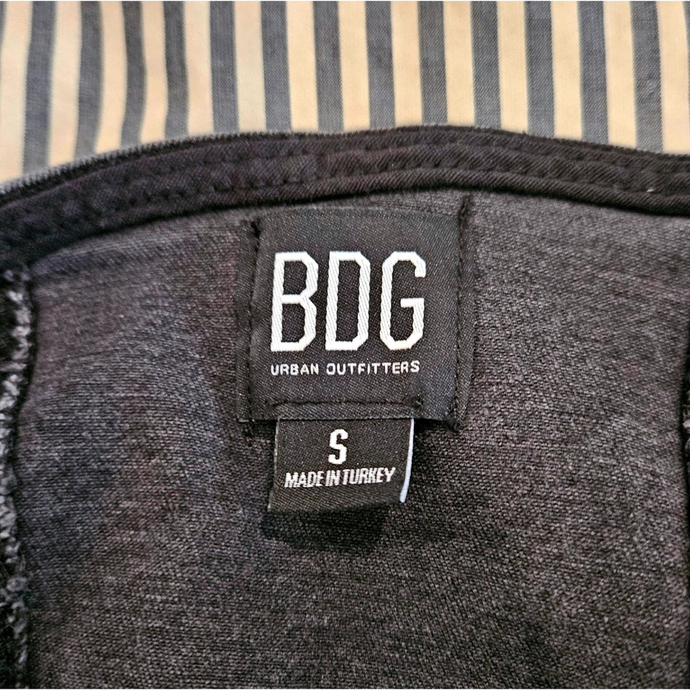 BDG Urban Outfitters Black Denim Mini Dress Button Front Embroidered Small 90s - Picture 5 of 7